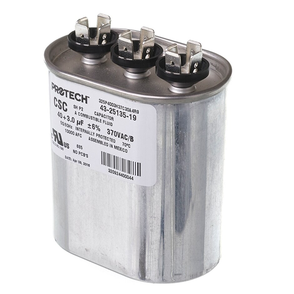 40+3 MFD x 370 Run Capacitor # 43-25135-19 - JustCapacitors.com